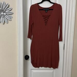 Polly & esther burnt orange 3/4 sleeve double lined dress size XL